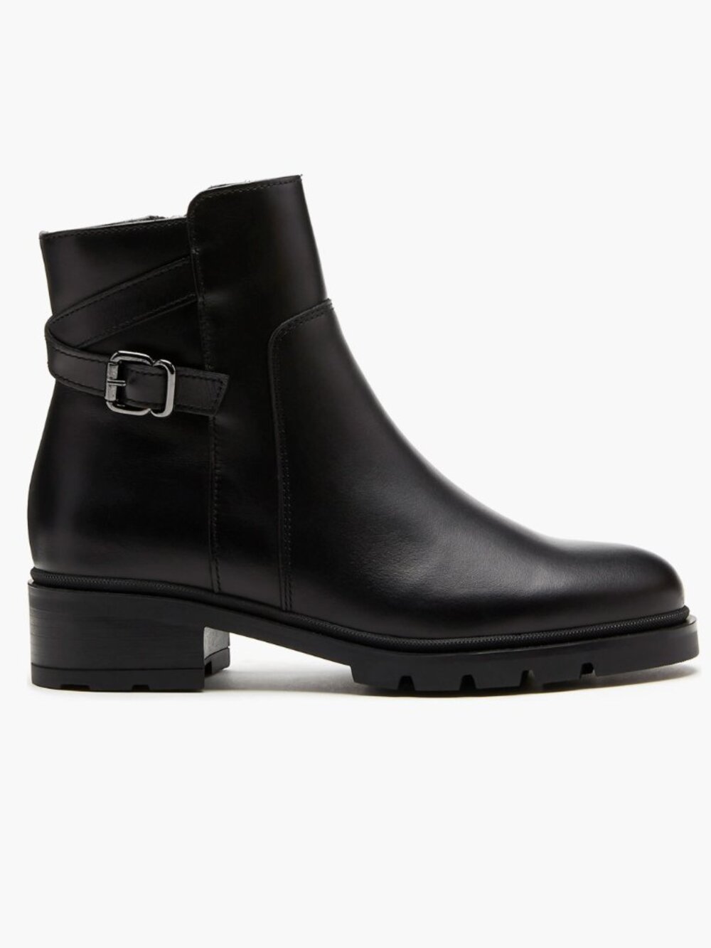 Dress SURI Black Leather Ankle-High Bootie by La Canadienne, Size US 5.5